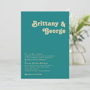 Modernes Retro Aquamarine Einladung zur Hochzeit