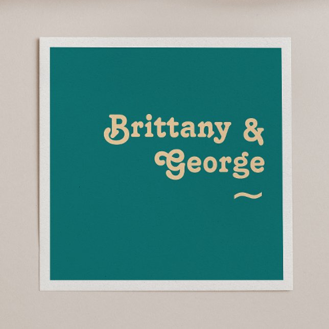 Modernes Retro | Aquamarine Hochzeit Napkins Serviette (Von Creator hochgeladen)