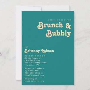 Modernes Retro Aquamariner Brunch und Bubbly Ein Einladung