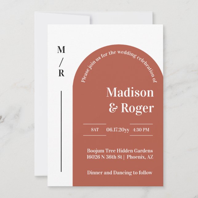 Modernes Retro Arch QR Code UAWG Hochzeit Einladung (Vorderseite)