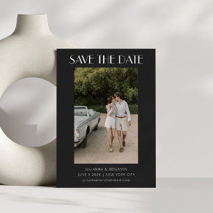 Modernes Retro Art Deco Foto Hochzeit Schwarz Save The Date