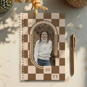 Modernes Retro-braunes, eckiges Muster-Foto Planer
