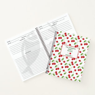 Modernes Retro-Cherries Muster Familienrezeptenbuc Notizbuch
