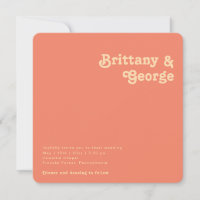 Modernes Retro | Coral Square Rounded Edges Weddin
