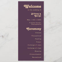 Modernes Retro | Dark Lila Cream Wedding Program
