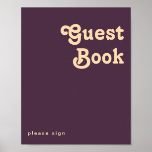 Modernes Retro Dark Lila Guest Book Sign Poster