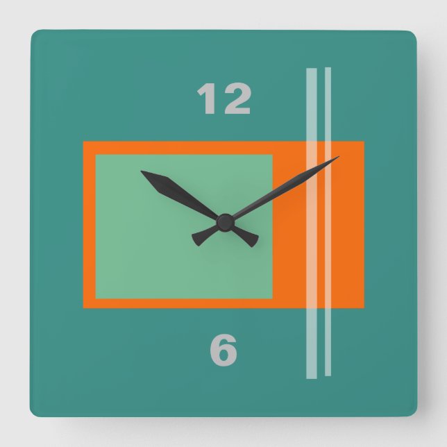 Modernes Retro des Mittelalters Quadratische Wanduhr (Vorderseite)