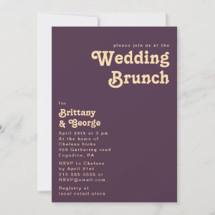 Modernes Retro   Dunkler Lila Hochzeitsbrunch Einladung
