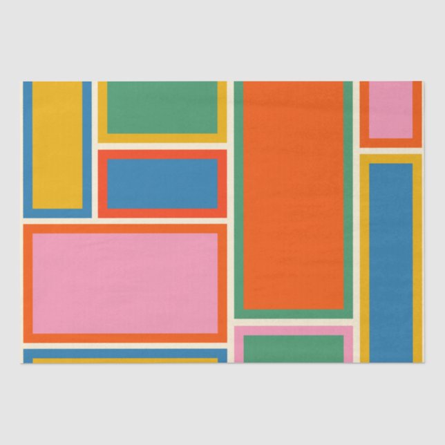 Modernes Retro-Farbiges Minimalistisch geometrisch Seidenpapier (Vorderseite)