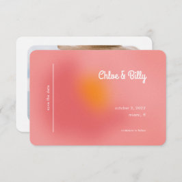 Modernes Retro-Gradient Rosa Orange-Foto Save The Date