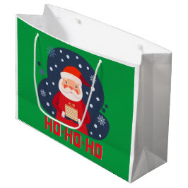 Modernes Retro Ho Ho Ho niedlich Weihnachtsgrün Große Geschenktüte