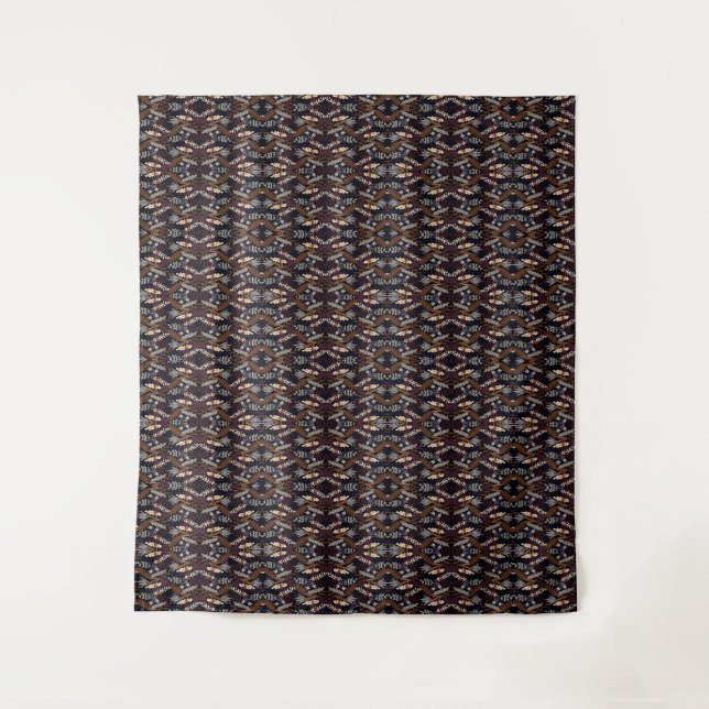 Modernes Retro in brauner Tapisserie Wandteppich (Vorderseite)
