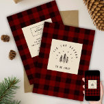Modernes Retro-Kariertes Vintages Rotes Logo-Gesch Feiertagskarte<br><div class="desc">Herzliche Urlaubsstimmung an unsere Kunden und Kunden! 🎄 Passen Sie Ihre Grüße und Ihr Logo mit unserer Retro Red Kariert Vintag Trees Card an. Feiern wir gemeinsam die Saison! 🎉 #BusinessHolidayCard #HolidayCheers</div>