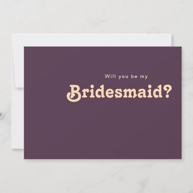 Modernes Retro | Lila Bridesmaid-Vorschlagskarte Einladung (Vorderseite)