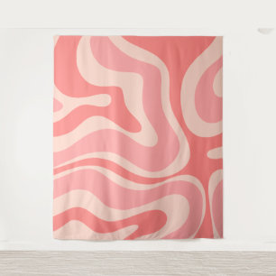 Modernes Retro Liquid Swirl Abstrakt Blush Pink Wandteppich