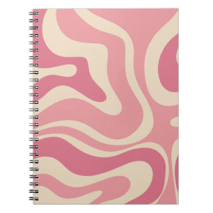 Modernes Retro Liquid Swirl Abstraktes Muster Pink Notizblock