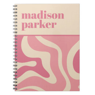 Modernes Retro Liquid Swirl Abstraktes Muster Pink Notizblock