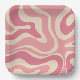 Modernes Retro Liquid Swirl Thulische Abstrakte Mu Pappteller