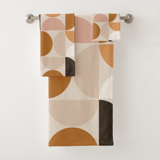 Modernes Retro-Muster aus dem Mittelalter - braune Badhandtuch Set (Insitu)