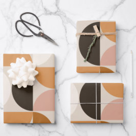 Modernes Retro-Muster aus dem Mittelalter - braune Geschenkpapier Set