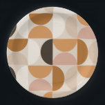 Modernes Retro-Muster aus dem Mittelalter - braune Pappteller<br><div class="desc">Retro Mitte des Jahrhunderts moderne Muster - abstrakte geometrische Formen - minimalistische Muster in Erdtönen - Braun,  Beige,  Weiß,  Terrakotta.</div>