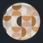 Modernes Retro-Muster aus dem Mittelalter - braune Pappteller<br><div class="desc">Retro Mitte des Jahrhunderts moderne Muster - abstrakte geometrische Formen - minimalistische Muster in Erdtönen - Braun,  Beige,  Weiß,  Terrakotta.</div>