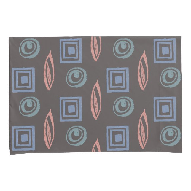 Modernes Retro Muster Blaue Rose Gold Minze Kissenbezug (Vorderseite-Rechts)