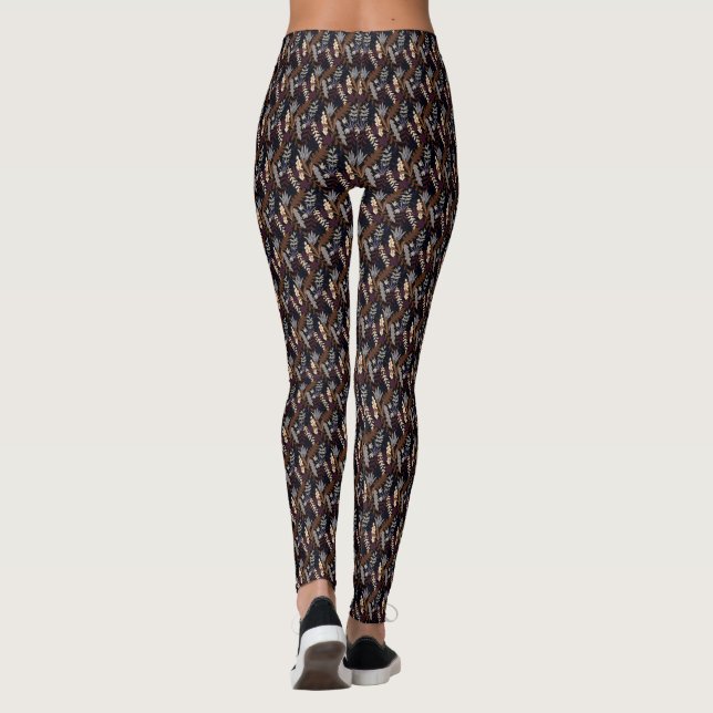 Modernes Retro-Muster braun Leggings (Rückseite)