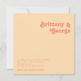 Modernes Retro | Orange Cream Square Wedding Einladung
