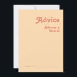 Modernes Retro | Orange Cream Wedding Advice Card Hinweiskarte<br><div class="desc">Dieses moderne Retro | Orangencreme Hochzeitsratgeber ist ideal für Ihre Vintage, farbenfrohe tropische Hochzeit. Sein einzigartiger böhmischer Schriftart aus der Mitte des Jahrhunderts verleiht diesem Design eine klassisch minimalistische Hippie-Atmosphäre. Wenn Sie ein Design suchen, das helle, kühne Farben für Ihre kreative 70er Strandhochzeit bietet, dann sind dieses Produkt und seine...</div>