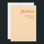 Modernes Retro | Orange Cream Wedding Advice Card Hinweiskarte<br><div class="desc">Dieses moderne Retro | Orangencreme Hochzeitsratgeber ist ideal für Ihre Vintage, farbenfrohe tropische Hochzeit. Sein einzigartiger böhmischer Schriftart aus der Mitte des Jahrhunderts verleiht diesem Design eine klassisch minimalistische Hippie-Atmosphäre. Wenn Sie ein Design suchen, das helle, kühne Farben für Ihre kreative 70er Strandhochzeit bietet, dann sind dieses Produkt und seine...</div>