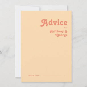 Modernes Retro   Orange Cream Wedding Advice Card Hinweiskarte