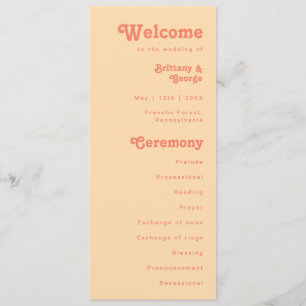 Modernes Retro Orange Cream Wedding Program Programm