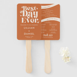 Modernes Retro Orange Hochzeitsprogramm Fächer