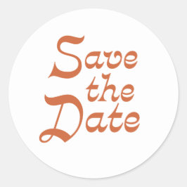 Modernes Retro Orange Save the Date Umschlag Runder Aufkleber