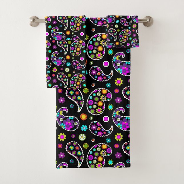 Modernes Retro Paisley Badhandtuch Set (Insitu)