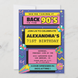 Modernes Retro-Party zum 71. Geburtstag Einladung