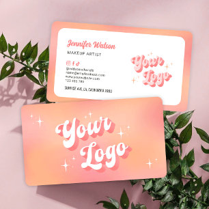 Modernes Retro Peach Makeup Artist Beauty Salon Lo Visitenkarte