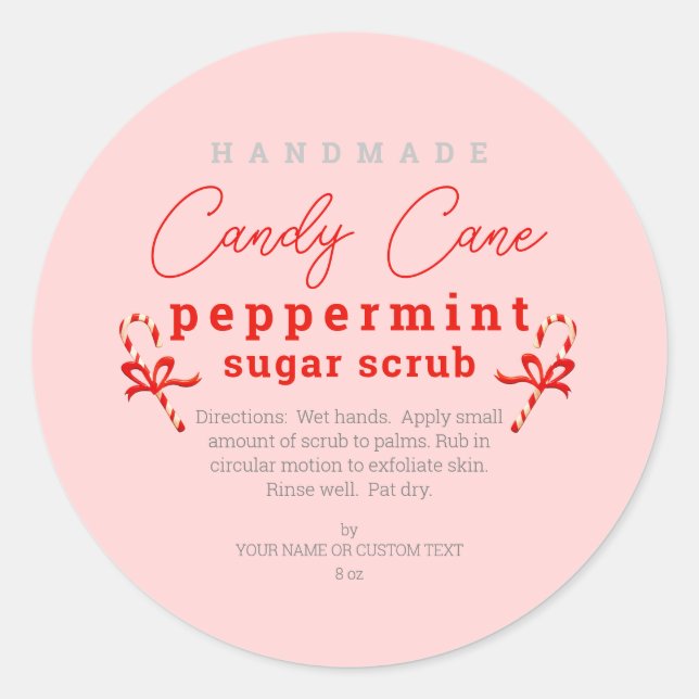Modernes Retro Peppermint Sugar Scrub DIY Runder Aufkleber (Vorderseite)