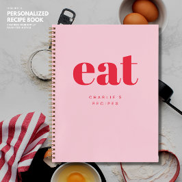 Modernes Retro-Rezept Niedlich rosa und rotes, ben Notizbuch