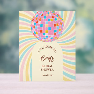 Modernes Retro Rosa Diskothek Ball Brautparty Will Acrylschild