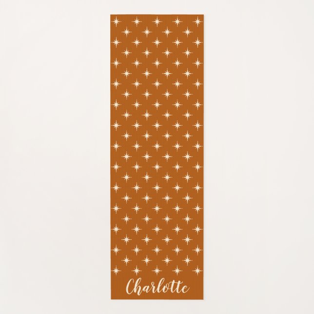 Modernes Retro-Rost-Orange aus dem personalisierte Yogamatte (Vorderseite)