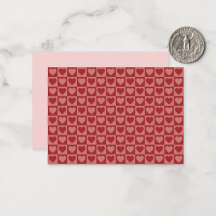 Modernes Retro-Rot und Rosa minimalistisches Herz- Mitteilungskarte