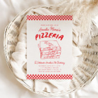 Modernes Retro Rotes Pizzeria Pizza Party