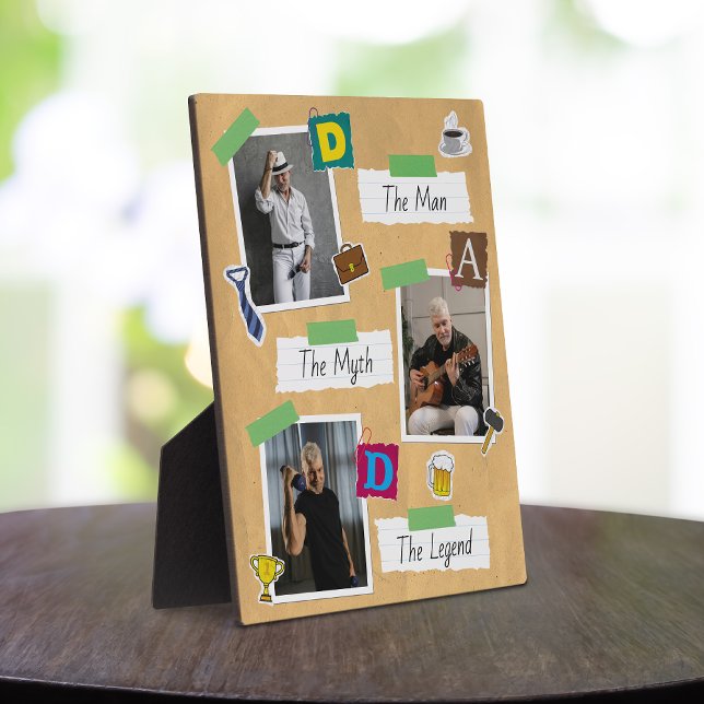 Modernes Retro-Scrapbook FotoCollage Vatertag Fotoplatte (Von Creator hochgeladen)