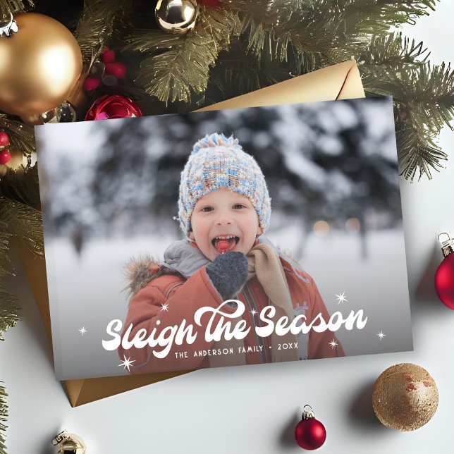 Modernes Retro Sleite The Season Foto Weihnachten (Von Creator hochgeladen)