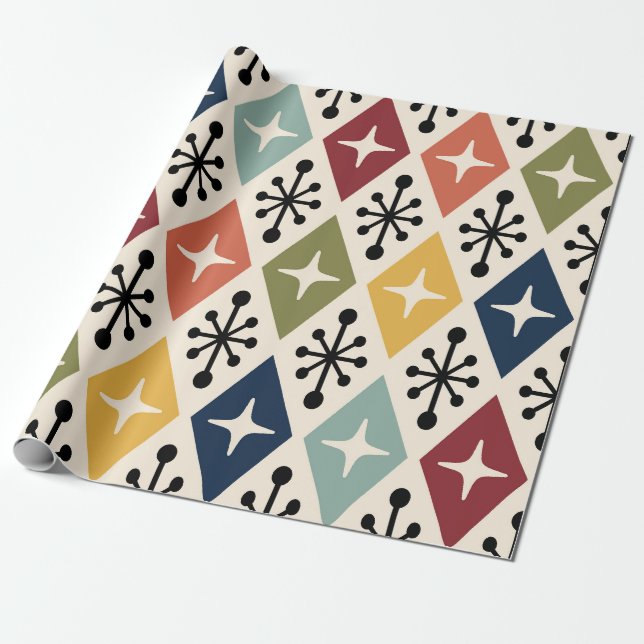 Modernes Retro-Sternexplosion-Muster des Mittelalt Geschenkpapier (Ungerollt)
