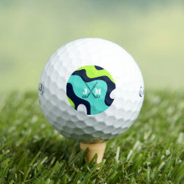 Modernes Retro Wave Blue Green Golfball