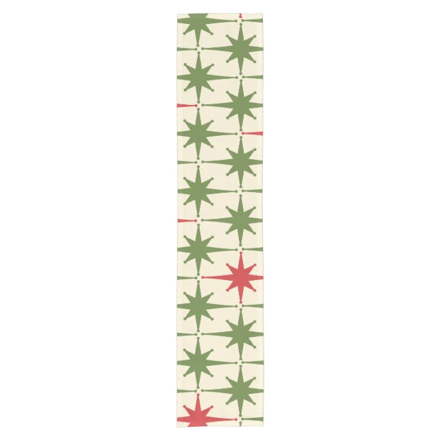 Modernes Retro-Weihnachtsstars-Muster des Mittelja Kurzer Tischläufer (Vorderseite)