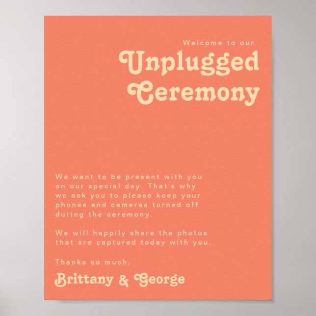 Modernes Retro | Zeremonie "Coral Unplugged" Poster (Vorne)